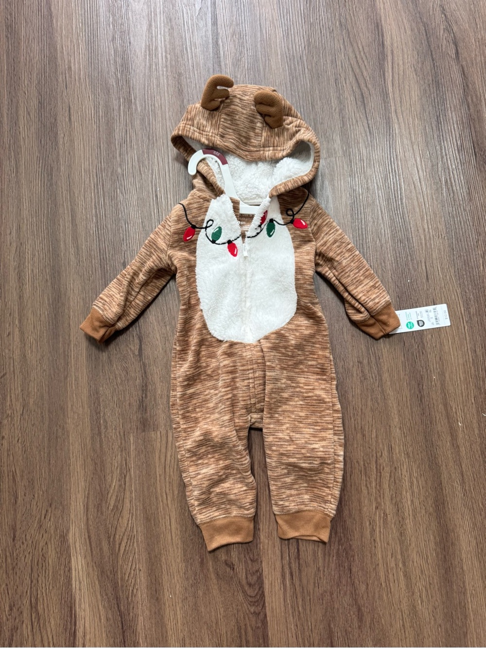 Carter’s Baby Christmas Reindeer Hooded Fleece One-Piece Romper